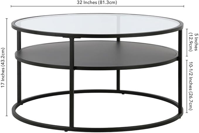 Ada 32" Wide Round Coffee Table in Blackened Bronze