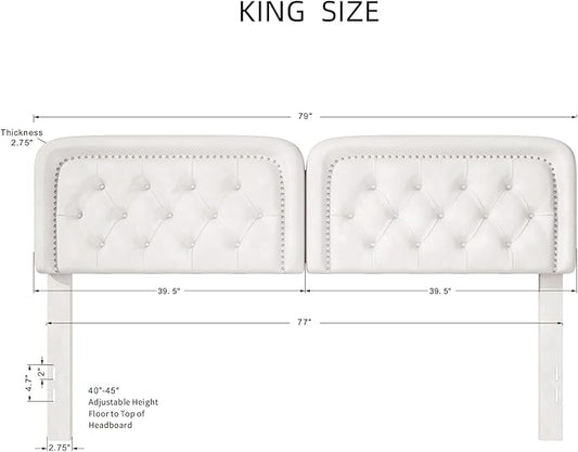 Tufted Upholstered Headboard King Size, Button Adjustable Height King Head Board Only, Sturdy and Durable Solid Wood with Nailhead Trim Headboards, Ideal for Bedroom, Dorm, Guest Room,Beige