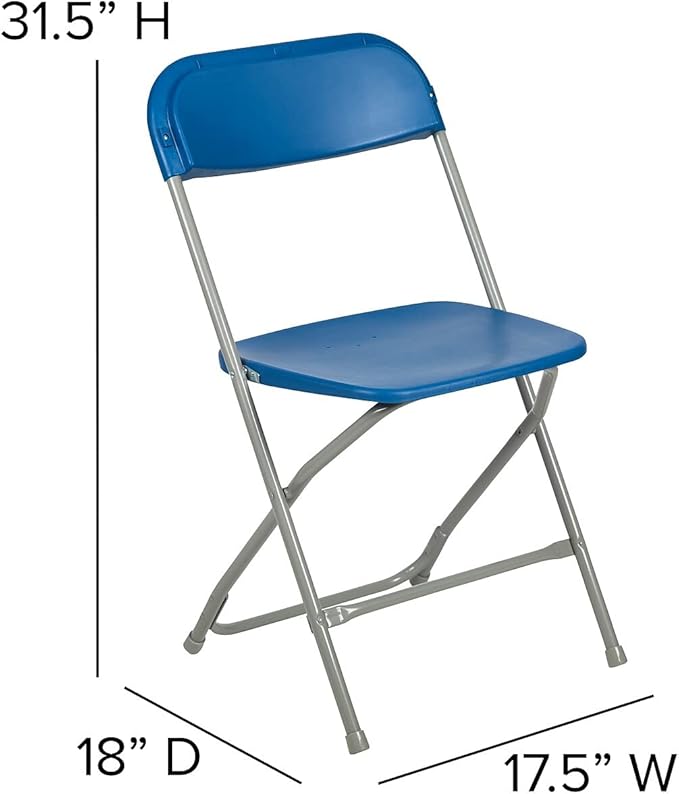 Flash Furniture Hercules™ Series Plastic Folding Chair - Blue - 2 Pack 650LB Weight Capacity Comfortable Event Chair-Lightweight Folding Chair