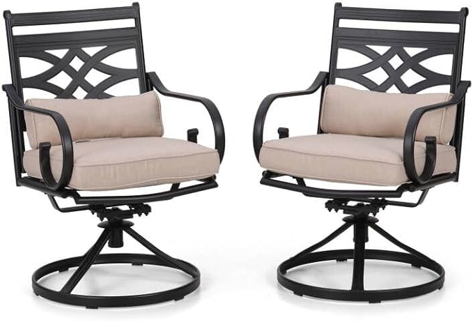 Sophia and William Patio Swivel Dining Chairs Set of 2, Outdoor Metal Armchairs, Outdoor Dining Chairs