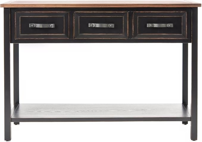 Safavieh Home Collection Aiden Black/Oak 3-Drawer Bottom Shelf Console Table