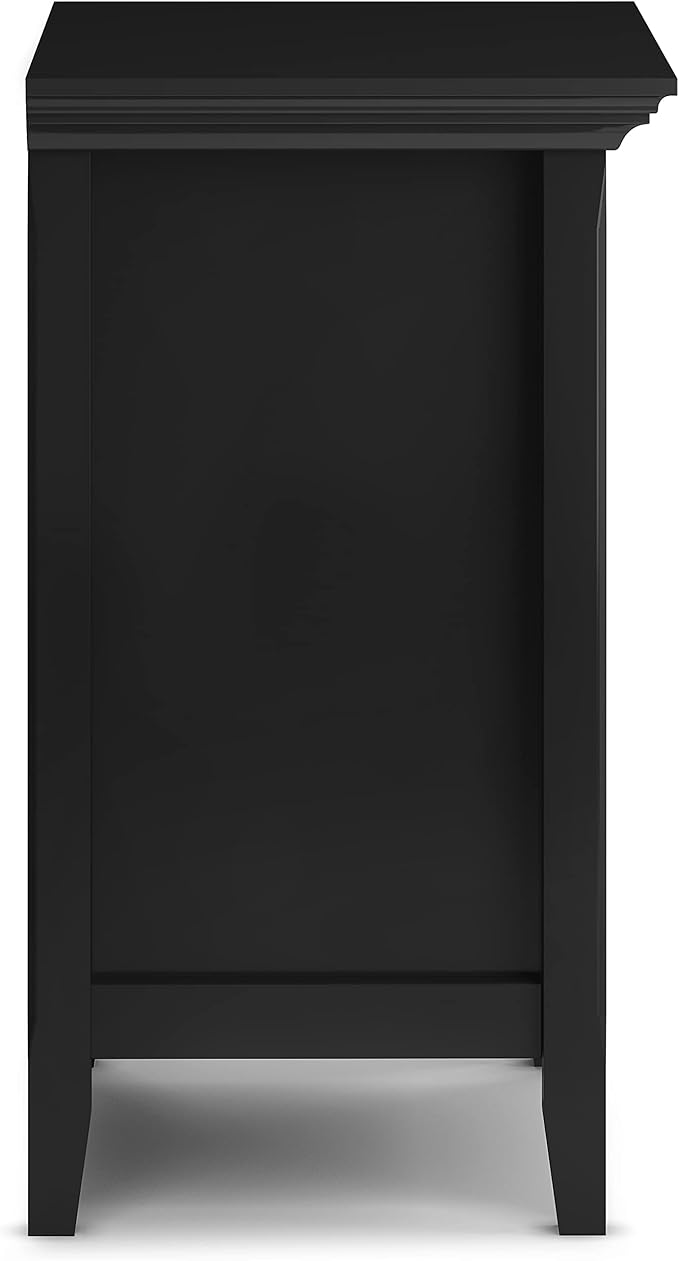 SIMPLIHOME Amherst SOLID WOOD 24 Inch Wide Traditional Bedside Nightstand Table in Black, For the Living Room and Bedroom