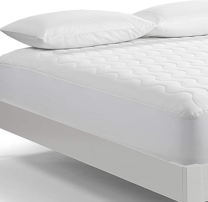 Serta Air Dry Basic Comfort Performance Fabric Quilted Mattress Pad, Cooling and Breathable Mattress Cover, Moisture Wicking Protection with 15" Deep Pocket, King, White