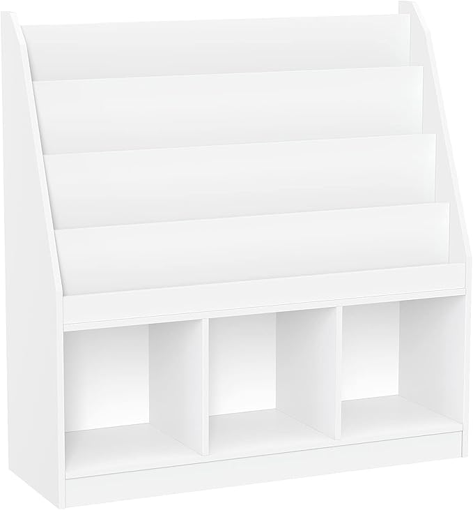 RiverRidge Kids 4 shelves Three Cubbies Bookrack, White (02-251), 11.81"D x 35"W x 36"H