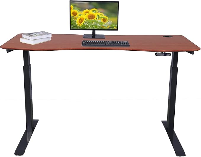 ApexDesk Elite Pro Series 60" x 27" Electric Height Adjustable Stand up Desk, Sit Stand Home Office Desk, Computer Desk - Curved Bamboo