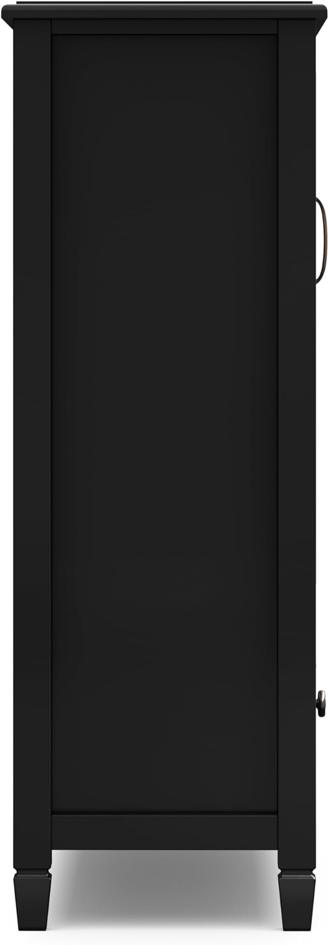 SIMPLIHOME Connaught SOLID WOOD 46 inch Wide Traditional Tall Storage Cabinet in Black for the Living Room, Entryway and Family Room