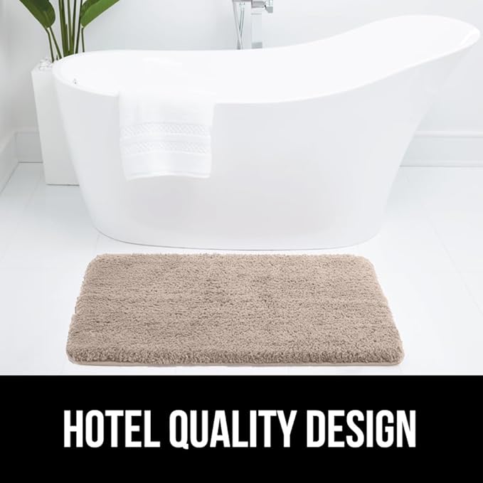 GORILLA GRIP Bathroom Rugs, Ultra Soft Absorbent Mat, Thick Plush Bath Rug, Machine Washable, Microfiber Quick Dry, Mats for Shower, Bathtub and Floor, Home Decor Accessories, 24x17, Beige