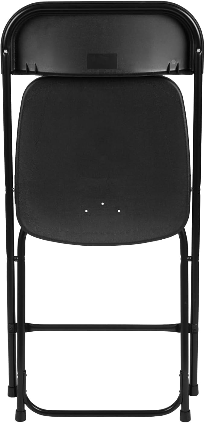 Flash Furniture Hercules Series Plastic Folding Chairs for Parties and Weddings, Stackable Commercial Event Seats with 650-lb. Static Weight Capacity, Set of 2, Black