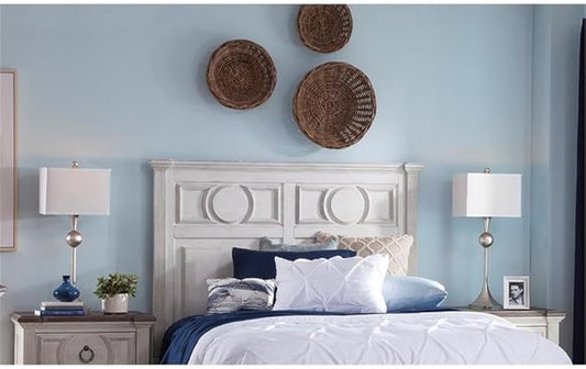 American Woodcrafters Brighten Distressed Antique White Wood King Headboard