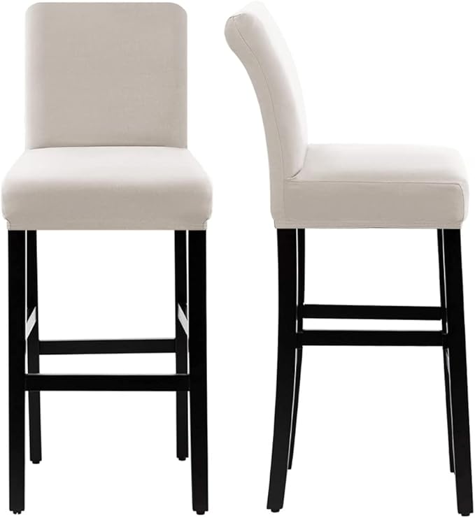 H.VERSAILTEX 100% Waterproof Bar Stool Cover Stretch Counter Stool Pub Chair Slipcover for Dining Room Removable Soft Thick Solid Fleece Fabric Bar Stool Slipcovers Set of 4, Ivory