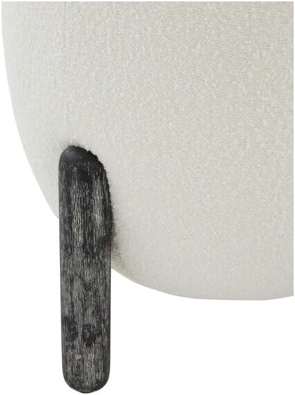 SAFAVIEH Couture Collection Clarabella Ivory Boucle/Black Round Upholstered Footrest Ottoman (Fully Assembled)