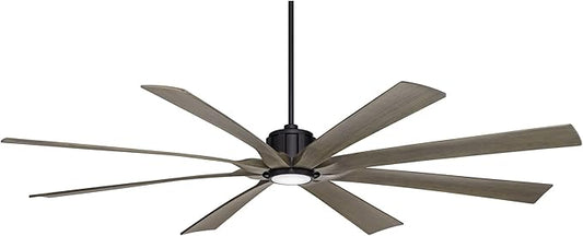 Possini Euro Design 80" Defender Modern Industrial Outdoor Ceiling Fan with Dimmable LED Light Remote Control Matte Black Damp Rated for Patio Exterior House Home Porch Gazebo Garage Barn