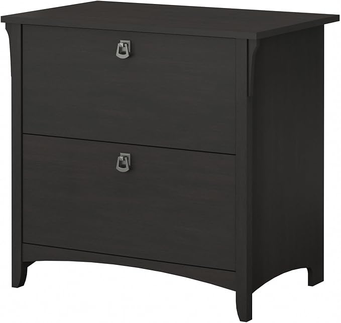 Bush Furniture Salinas 2 Drawer Lateral File Cabinet in Vintage Black, Home Office Storage Solution, Organizer with Drawers for Workspace, Filing Unit