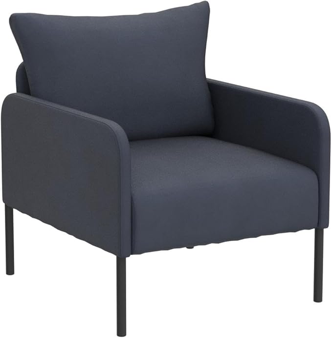Linen Fabric Living Room Accent Chairs Bedroom Single Sofa Chair, Upholstered Reading Arm Chair Modern Couch w/Comfy Pillow for Waiting Room/Apartment/Dorm, Blue