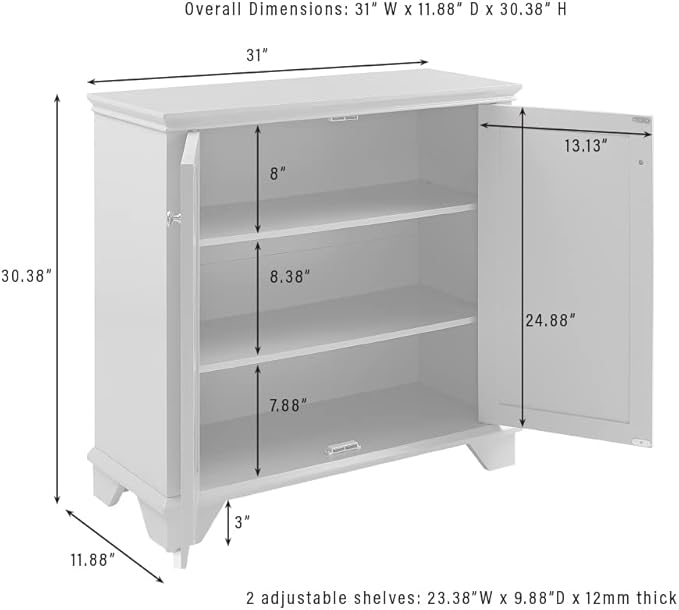 Crosley Furniture Lydia Accent Storage Cabinet, Bar, Buffet for Kitchen, Living Room, or Entryway, Gray