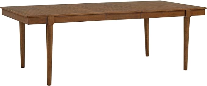 Signature Design by Ashley Lyncott Mid-Century Dining Extension Table with Removable Center Leaf, Dark Brown