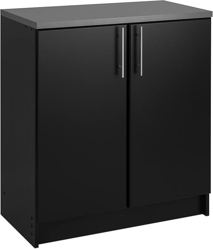 Prepac Elite 32" Storage Cabinet, Black Storage Cabinet, Base Cabinet, Bathroom Cabinet with 1 Adjustable Shelf 18" D x 32" W x 36" H, BEB-3216