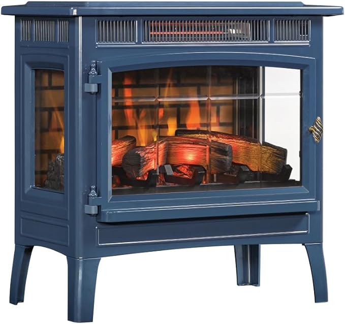 duraflame Freestanding Electric Fireplace Stove Heater with 3D Flame Effect for 1,000 Sq. Ft. Room, Navy