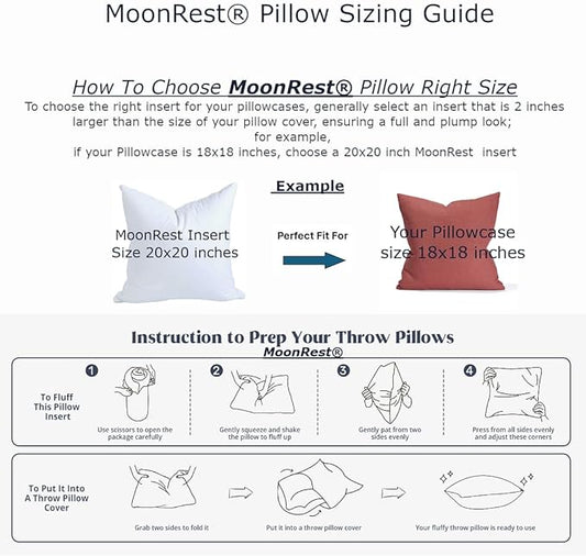 MoonRest® Synthetic Down Alternative 12x21 Lumbar Pillow Insert Form, for Decorative Throw Pillow, Sofa, Cushions, Body and Bed - Pack of 2- Size 12“X 21”