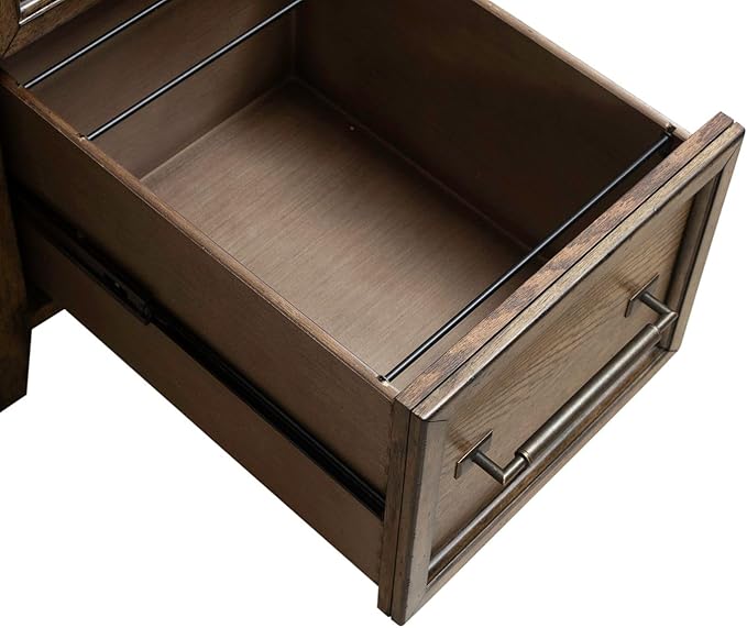 Liberty Furniture Carolina Park Jr Executive Desk with Keyboard Tray, Locking File Storage for Home Office- Amber Brown Oak Wood