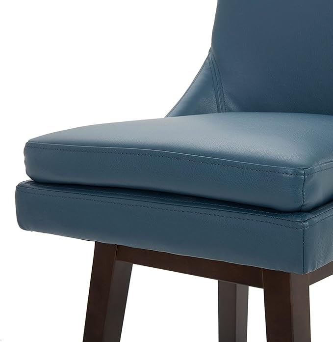 CHITA Counter Height Swivel Bar Stools Set of 3, FSC Certified Upholstered Faux Leather Barstool Chairs with Back, 26.8" H Seat Height, PU Leather in Dark Blue
