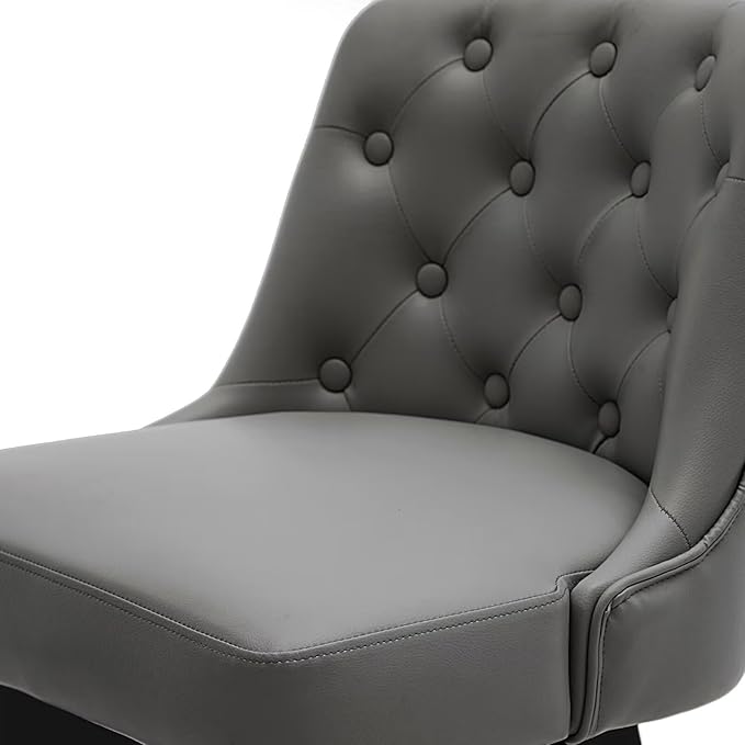 MINCETA Bar Stool, PU Leather Barstool, 26 Inch Upholstered Counter Stool with Low Tufted Back and Footrest, Swivel Counter Height Barstool for Kitchen Island Home Bar Dark Gray