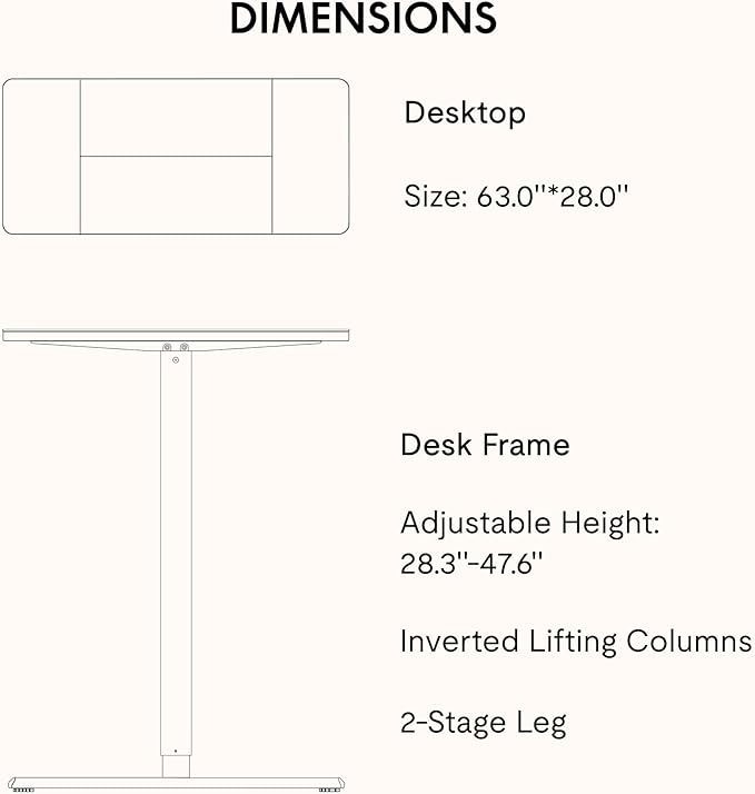 SANODESK Electric Standing Desk 63x28 Inch Height Adjustable Stand Up Desk Home Office Computer Workstation Sit Stand Home Office Desk with Splice Board (Black Frame + Black Top)