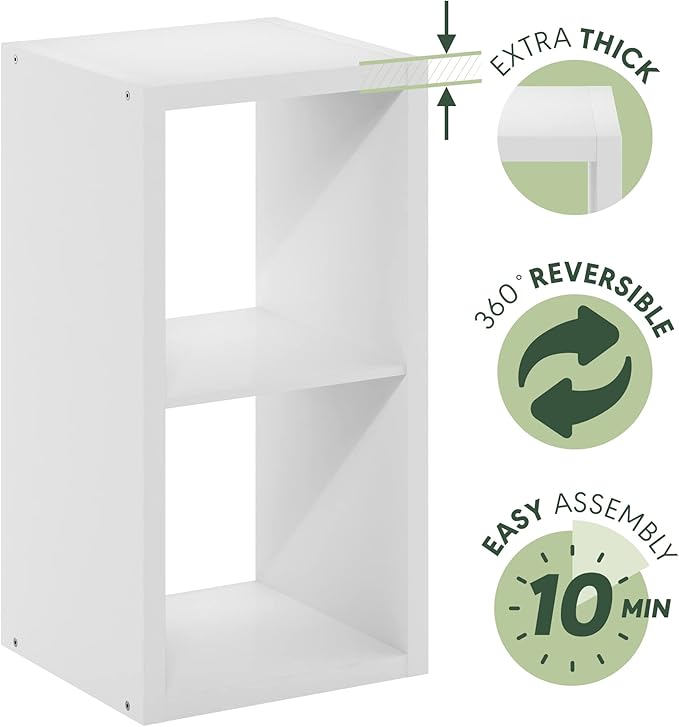 Furinno Cubicle Open Back Decorative Cube Storage Organizer, 2, White