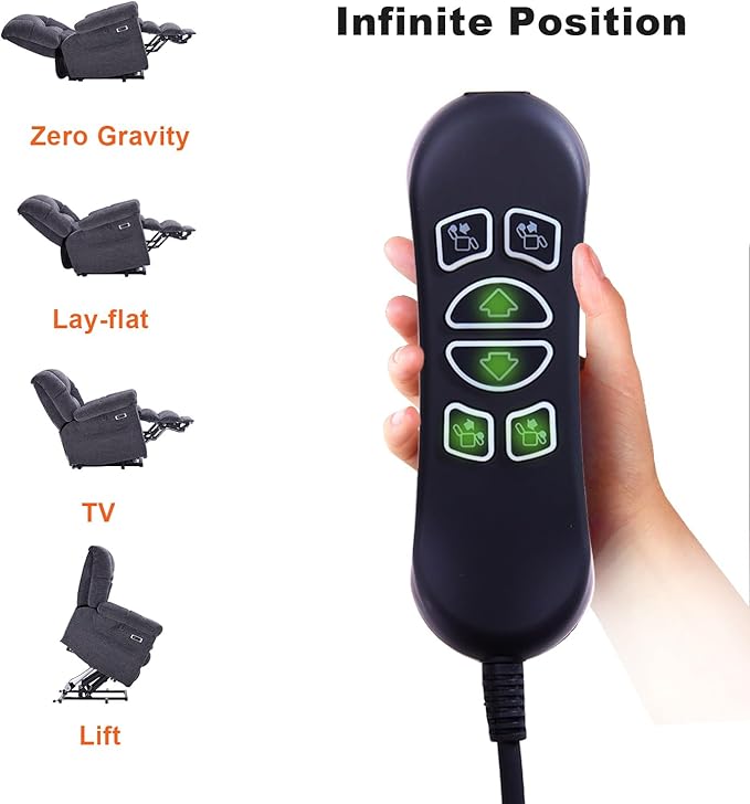 Triple Motor Power Lift Recliner Chair with Massage and Dual Heat for Elderly People, Zero Gravity Lay Flat Recliner Infinite Position, USB Ports(Grey)