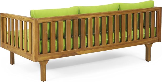 Christopher Knight Home Claremont Outdoor 3 Seater Daybed with Cushions - Acacia Wood - Teak/Green