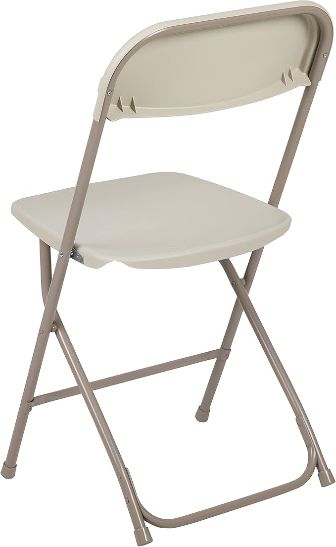 Flash Furniture Hercules Series Plastic Folding Chair - Beige - 4 Pack 650LB Weight Capacity Comfortable Event Chair-Lightweight Folding Chair