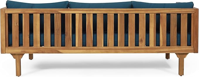 Christopher Knight Home Claremont Outdoor 3 Seater Daybed with Cushions - Acacia Wood - Teak/Dark Teal