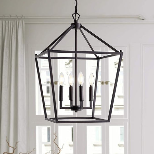 JONATHAN Y JYL7437A Pagoda Lantern Dimmable Adjustable Metal LED Pendant Classic Traditional Farmhouse Dining Room Living Room Kitchen Foyer Bedroom Hallway, 16 in, Oil Rubbed Bronze