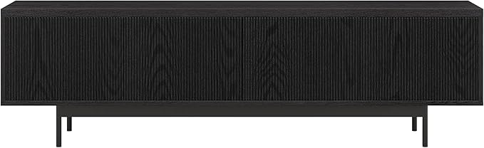 Henn&Hart Rectangular TV Stand for TV's up to 75" in Natural Black, for Home, Living Room, Bedroom, Entertainment Room, Office