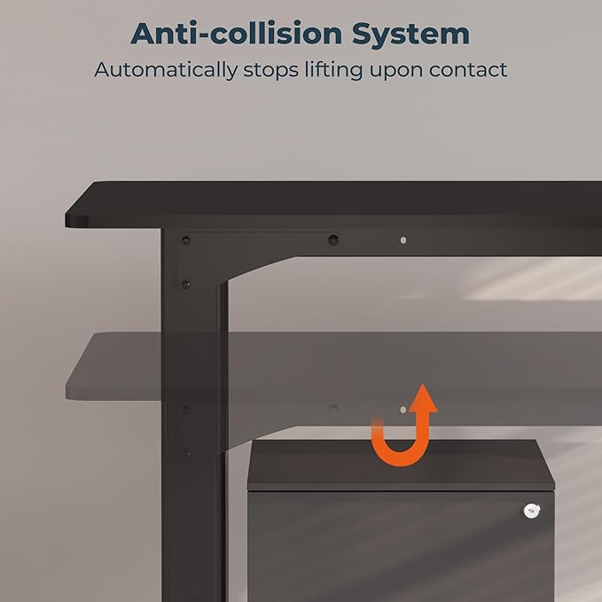 4 Legs Standing Desk, Large 55x28 Inches Electric Adjustable Height Desks with Splice Board, Stand Up Desk Home Office Computer Workstation, Black