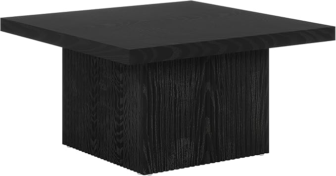 Tribesigns Square Coffee Table, 31.5-Inch Fluted Coffee Table, Mid-Century Modern Living Room Table, Large Cocktail Table for Living Room, Easy Assembly, Black