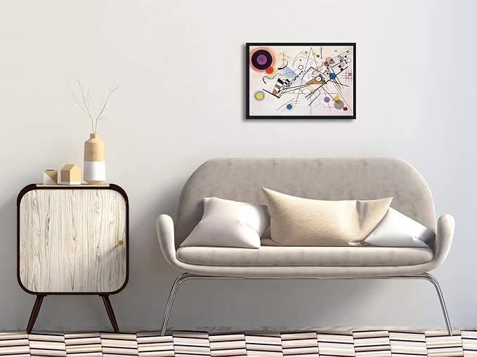 Wieco Art Framed Canvas Wall Art Wassily Kandinsky Composition VIII Picture Print of Abstract Famous Paintings Canvas Prints for Living Room Home Decor Wall Decorations