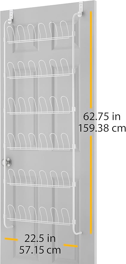 Whitmor 18-Pair Over The Door Shoe Rack, Unisex, White