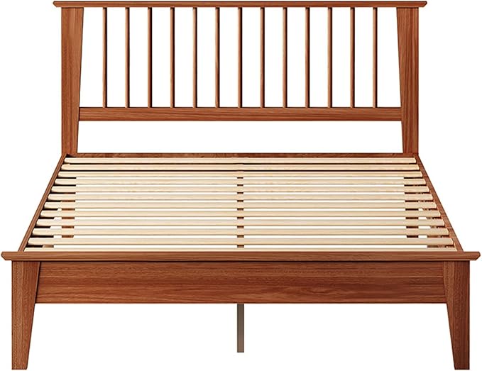 MUSEHOMEINC Solid Wood Full Size Bed Frame with Headboard, Mid Century Modern Style,Wooden Slat Support, No Box Spring Needed, Large Under Bed Storage, Easy Assembly (Full)