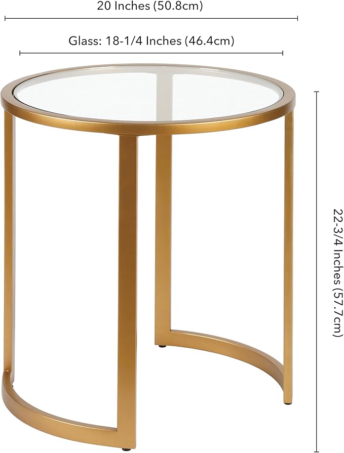 Mitera 20'' Wide Round Side Table in Brass