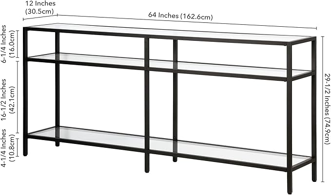 Henn&Hart 64" Wide Rectangular Console Table in Blackened Bronze, Entryway Table, Accent Table for Living Room, Hallway