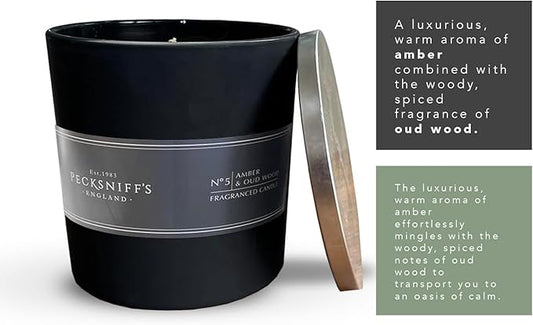 Pecksniff's Amber & Oud Wood Candle | 3 Wicks, 515g /18.16oz