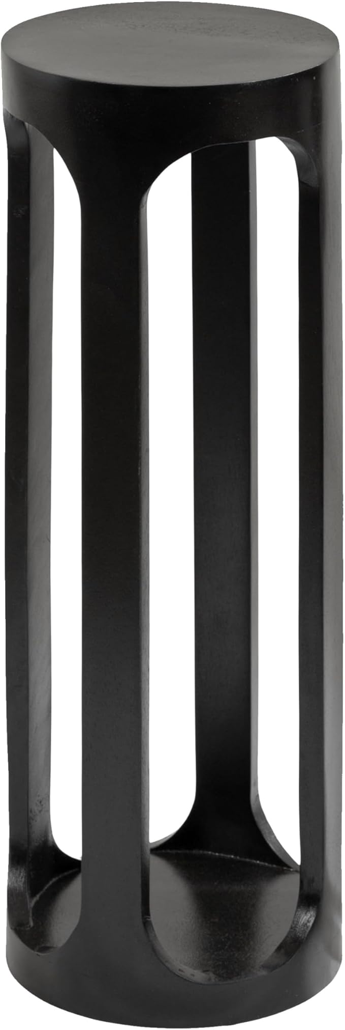 Kate and Laurel Dahl Modern Wooden Round Drink Table; 8 x 23; Black; Transitional Circle Wood Accent Pedestal Table for Living Room Plant Stand or Small Bedroom Nightstand