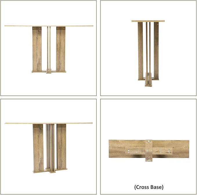 HEAH-YO 51" Console Table, Rustic Wood Entryway Table, T-Shape Narrow Sofa Tables Behind Couch for Hallway, Entrance, Foyer, Living Room, Rustic Natural