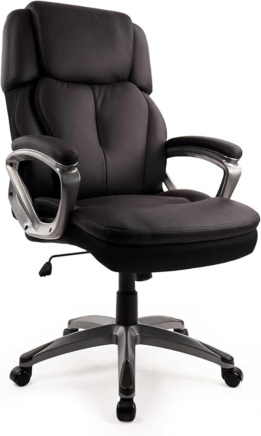 CLATINA Big and Tall Executive Office Chair, Extra Wide Seat, 500 LBS Capacity Heavy Duty Ergonomic Cloth Desk Chair with Wheels and Padded Armrests, High Back Fabric Computer Task Chair, Black