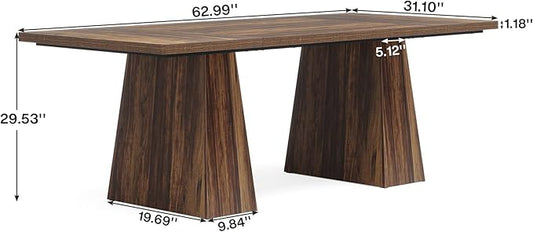 Tribesigns 63-Inch Executive Desk, Large Office Computer Desk with Double Pedestal, Modern Simple Workstations Writing Table Conference Table Business Furniture for Home Office, Rustic Brown
