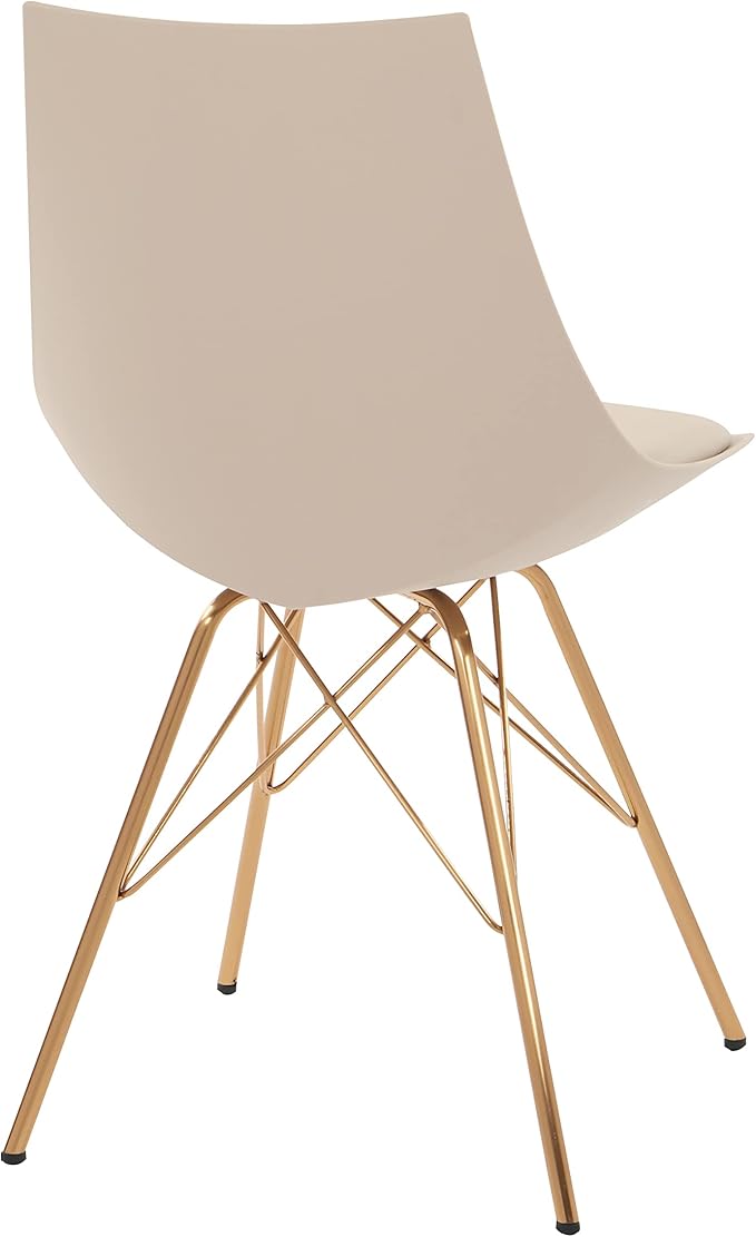 OSP Home Furnishings Oakley Mid-Century Modern Bucket Chair,Faux Leather, Cream