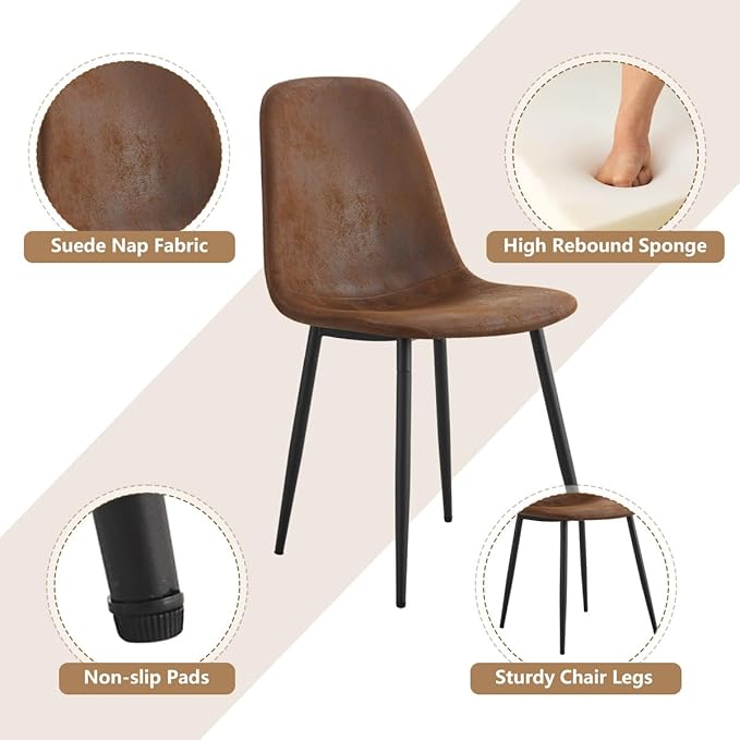 Dining Table Set for 4,Dinner Table Set for 4,55'' Kitchen Table and Suede Nap Fabic Chairs Set of 4, 5 Piece Dining Table Set for Kitchen Dining Room