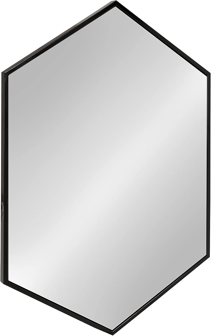 Kate and Laurel McNeer Large Hexagon Metal Wall Mirror, 31x22, Black