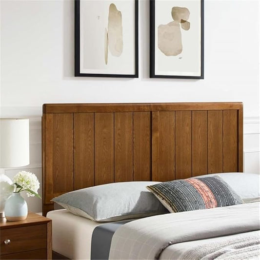 Pemberly Row King Modern Rubberwood and MDF Headboard in Walnut